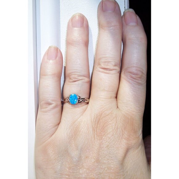 925 Sterling Silver Lab Created Blue Fire Opal - Picture 2 of 15